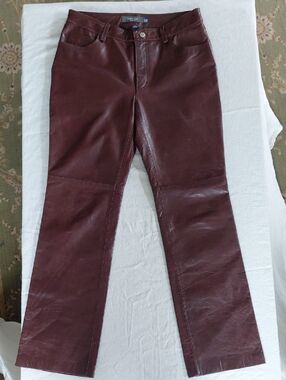 Vintage GAP Brown Genuine Leather Bootcut Pants | Y2K Low Rise Motorcycle Chic